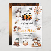 水彩ハロウィンのかわいいリトルブー 赤ちゃんがもうすぐ生まれるよ 招待状 (正面/裏面)