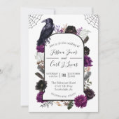 水彩ハロウィンエレガントフローラボホパープル 招待状 (正面)