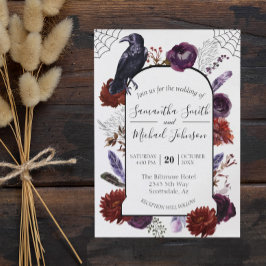 水彩ハロウィンエレガントフローラボホパープル 招待状