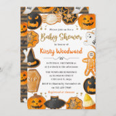 水彩ハロウィンクッキーベビーシャワー 招待状 (正面/裏面)