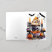 水彩ハロウィンスイーツ 箔グリーティングカード (外側レイダウン)