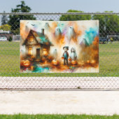 水彩ハロウィン不気味シーン 横断幕 (インサイチュ)