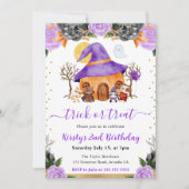 水彩ハロウィン動物の誕生日パーティー 招待状 (正面)