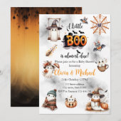 水彩ハロウィン　リトルブー　もうすぐベビー 招待状 (正面/裏面)