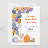 水彩ハロウィーンの衣装パーティー 招待状 (正面)