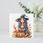 水彩ハロウィーンウィッチとカボチャ シーズンカード (スタンド正面)