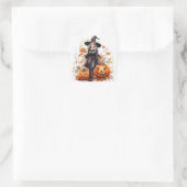 水彩ハロウィーンウィッチとカボチャ スクエアシール (バッグ)