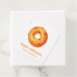 水彩ハロウィーンオレンジドーナツ フェイバータグ