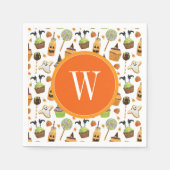 水彩ハロウィーンカップケーキとスイーツモノグラム スタンダードカクテルナプキン (正面)