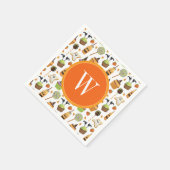 水彩ハロウィーンカップケーキとスイーツモノグラム スタンダードカクテルナプキン (角)