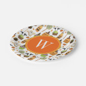 水彩ハロウィーンカップケーキとスイーツモノグラム ペーパープレート (アングル)