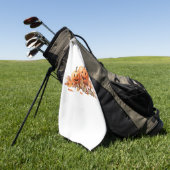 水彩ハロウィーンカボチャと紅葉O ゴルフタオル (グリーン)