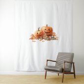 水彩ハロウィーンカボチャと紅葉O タペストリー (インサイチュ)