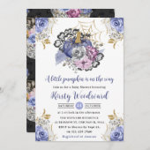 水彩ハロウィーンフローラカボチャ赤ちゃんシャワー 招待状 (正面/裏面)