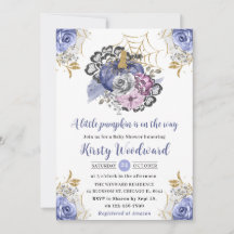 水彩ハロウィーンフローラカボチャ赤ちゃんシャワー