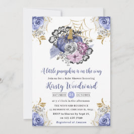 水彩ハロウィーンフローラカボチャ赤ちゃんシャワー 招待状