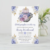 水彩ハロウィーンフローラカボチャ赤ちゃんシャワー 招待状 (スタンド正面)