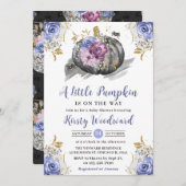 水彩ハロウィーンフローラカボチャ赤ちゃんシャワー 招待状 (正面/裏面)