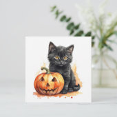 水彩ハロウィーンブラックキャットとカボチャ シーズンカード (スタンド正面)