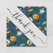 水彩ハロウィーンモンスターズお客様ありがとうございました スクエア名刺 (正面)