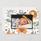 水彩ハロウィーン写真枠 マグネット招待状 (正面)