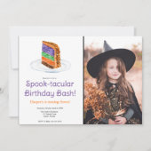 水彩ハロウィーン層状ケーキ誕生日写真 招待状 (正面)