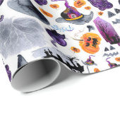 水彩ハロウィーン模様包み紙 ラッピングペーパー (ロールコーナー)