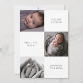 水彩ハローピンクスクリプトフォトコラージュベビー 案内状 (裏面)