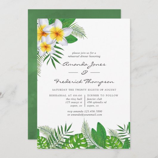 水彩ハワイアンアロハルアウ(ハワイ式宴会)リハーサルディナー 招待状 (正面/裏面)