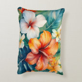 水彩ハワイアンガーデントロピカルハイビスカス アクセントクッション (裏面(縦))