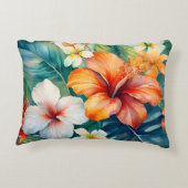 水彩ハワイアンガーデントロピカルハイビスカス アクセントクッション (裏面)