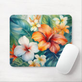 水彩ハワイアンガーデントロピカルハイビスカス マウスパッド (マウス)