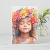水彩ハワイアンガールブライトフローラクラウン空白の シーズンカード (スタンド正面)