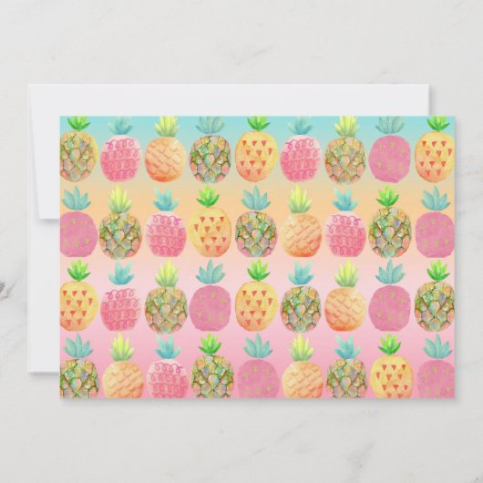 水彩ハワイアンパイナップルアロハベビーシャワー 招待状 (裏面)