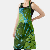 水彩ハワイアンモンステラリーフトロピカルグリーン エプロン (インサイチュ)