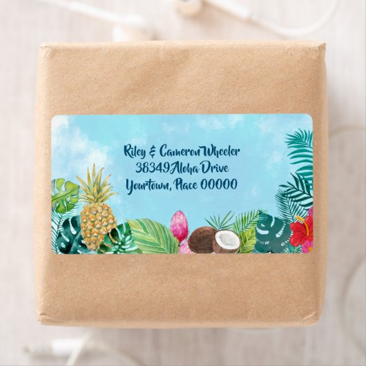 水彩ハワイアンルアウ(ハワイ式宴会) ラベル (インサイチュ)