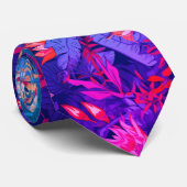 水彩ハワイアン模様(青) ネクタイ (ロール)