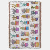 水彩ハンドサボ絵を描スパターン スローブランケット (正面縦)