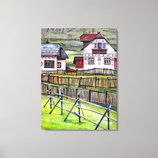 水彩ハンドシルバ色彩の鮮やかニア、ルーマニア キャンバスプリント (正面)