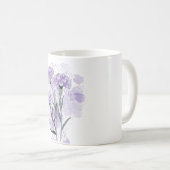 水彩ハンドパープル絵を描カーネーション花 コーヒーマグカップ (正面右)