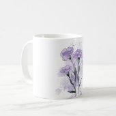 水彩ハンドパープル絵を描カーネーション花 コーヒーマグカップ (正面左)