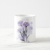 水彩ハンドパープル絵を描カーネーション花 コーヒーマグカップ (中央)