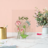 水彩ハンドピンク絵を描スロータス咲き アクリルサイン (ウェディング)