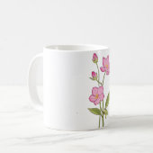 水彩ハンドピ絵を描ンクの花 コーヒーマグカップ (正面左)