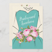 水彩ハンドフローラブーケ描ブライダルシャワー 招待状 (正面/裏面)