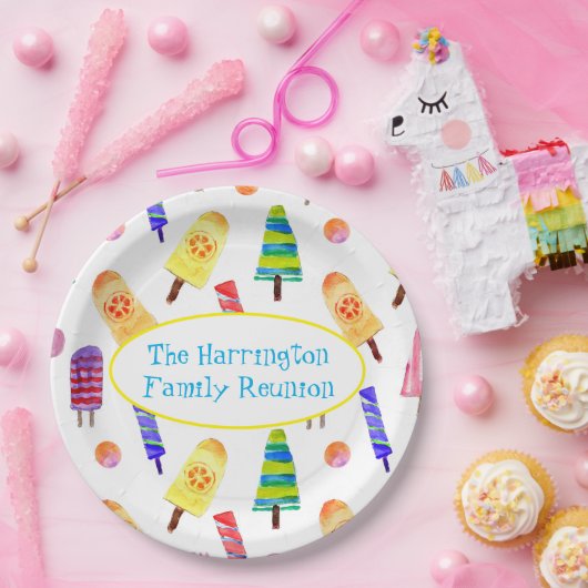 水彩ハンドポプシリ絵を描ス夏のパーティー ペーパープレート (パーティー)