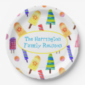 水彩ハンドポプシリ絵を描ス夏のパーティー ペーパープレート (正面)