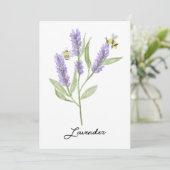 水彩ハンドラベ絵を描ンダーの花とミツバチ 招待状 (スタンド正面)