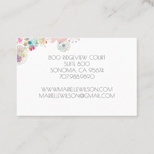 水彩ハンド色彩の鮮やかフローライベントプランナー 名刺 (裏面)