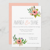 水彩ハンド色彩の鮮やかフローラ結婚式招待状 招待状 (正面/裏面)